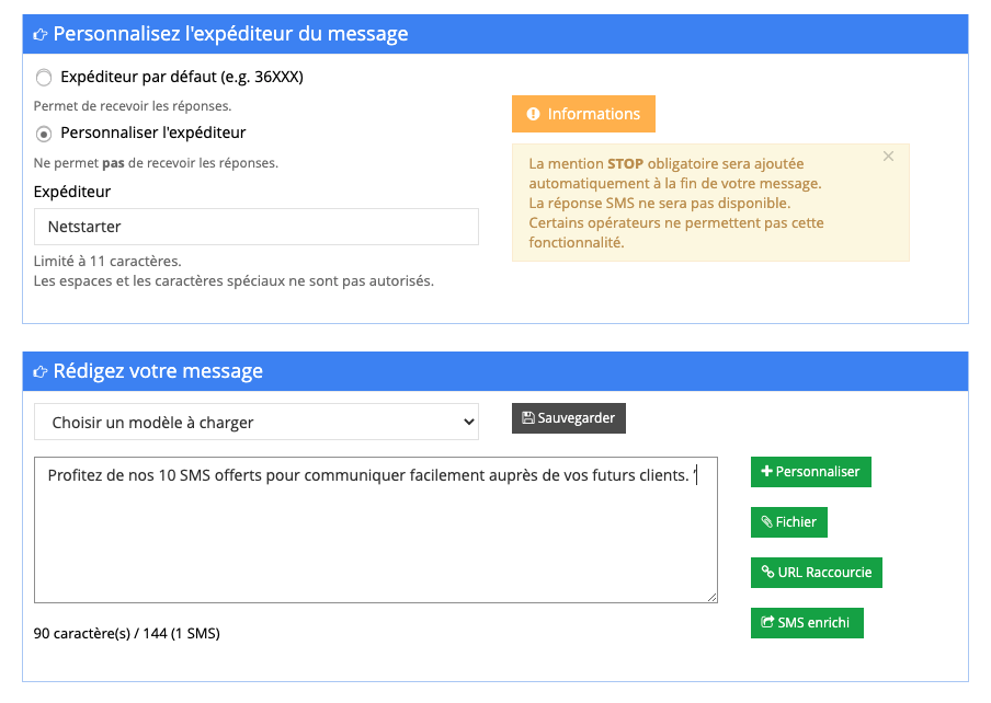 Étape 2 Solution SMS Préparation campagne