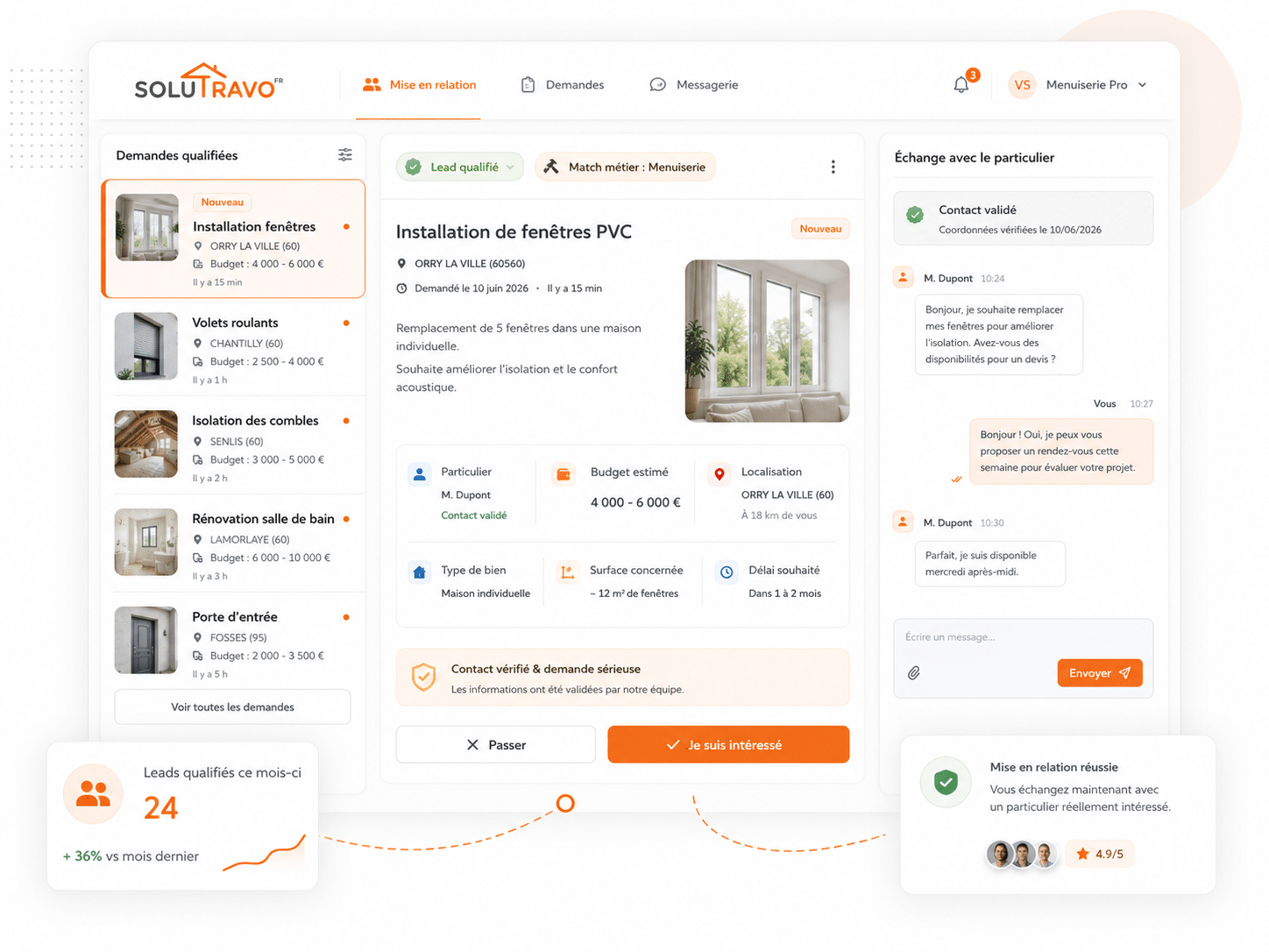 Vue de l'espace de gestion des abonnements, permettant de consulter les détails de l'offre Solutravo souscrite, les options activées et de gérer la facturation de l'abonnement.