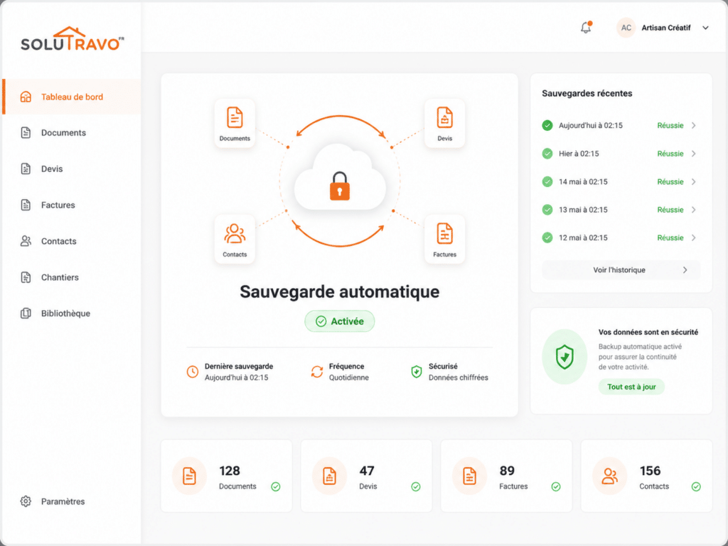 Vue du calendrier partagé Solutravo, permettant de visualiser et de gérer l'ensemble des interventions, réunions et jalons de chantier par jour, semaine ou mois pour une meilleure organisation des équipes.