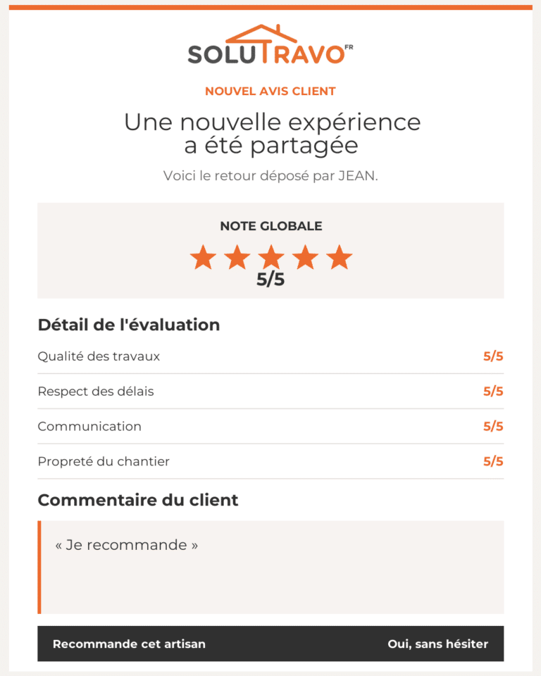 Avis client SOLUTRAVO de JEAN